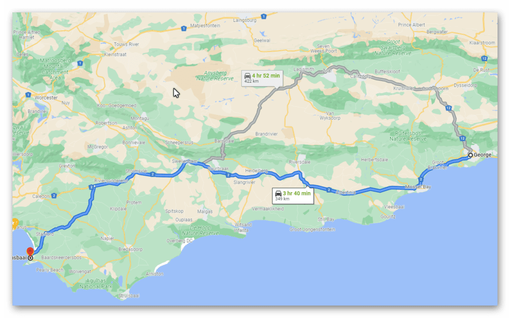 Directions from George toTourist Lodge Gansbaai Directions from George toTourist Lodge Gansbaai
